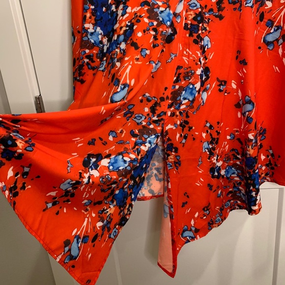 Tie Front Tops 3/4 Sleeve Loose V-Neck Blouse - Picture 9 of 10